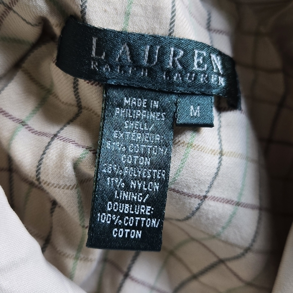 Lauren Ralph Lauren Beige Trench Spring Coat Medium Classic Raincoat Preppy - Picture 5 of 9